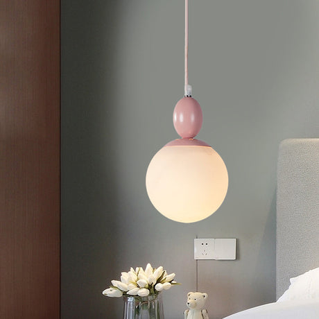 Pendulum Glass Pendant Lighting - Post-Modern 1 Light Hanging Lamp In White With Grey/Blue/Green