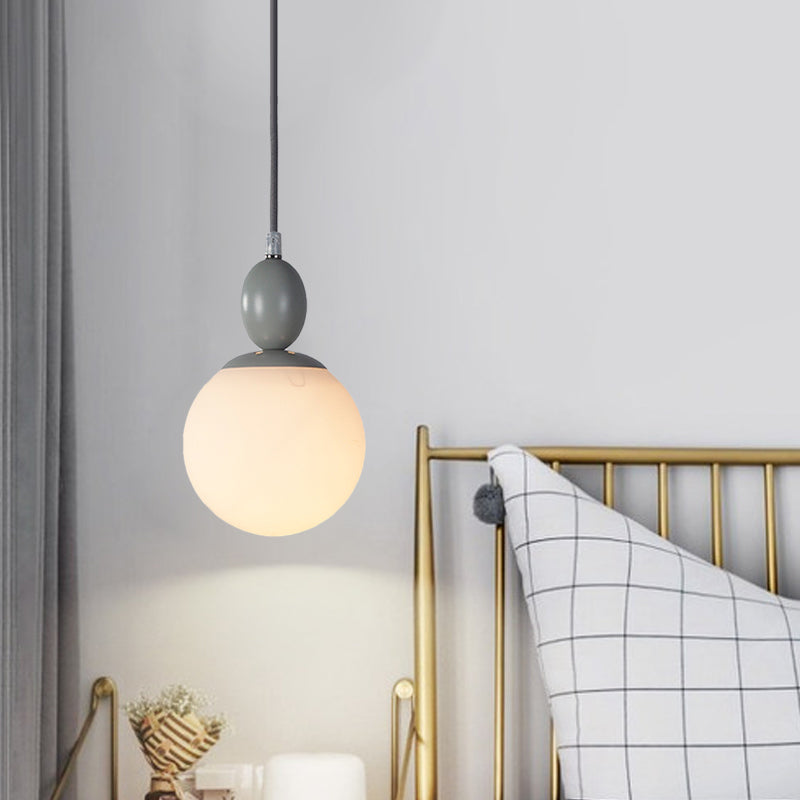 Pendulum Glass Pendant Lighting - Post-Modern 1 Light Hanging Lamp In White With Grey/Blue/Green