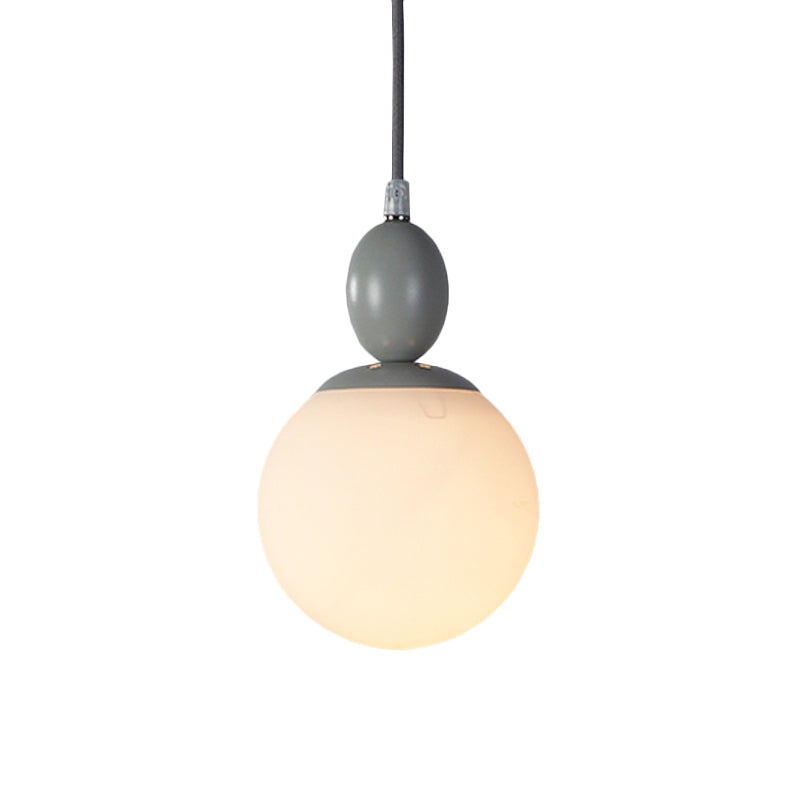 Pendulum White Glass Pendant Light: Post-Modern 1-Light Grey/Blue/Green Hanging Lamp