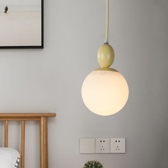 Pendulum Glass Pendant Lighting - Post-Modern 1 Light Hanging Lamp In White With Grey/Blue/Green