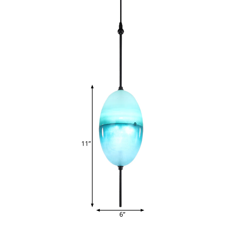 Modern Blue Teardrop Pendant Lamp With Glass Shade In White/Warm Light