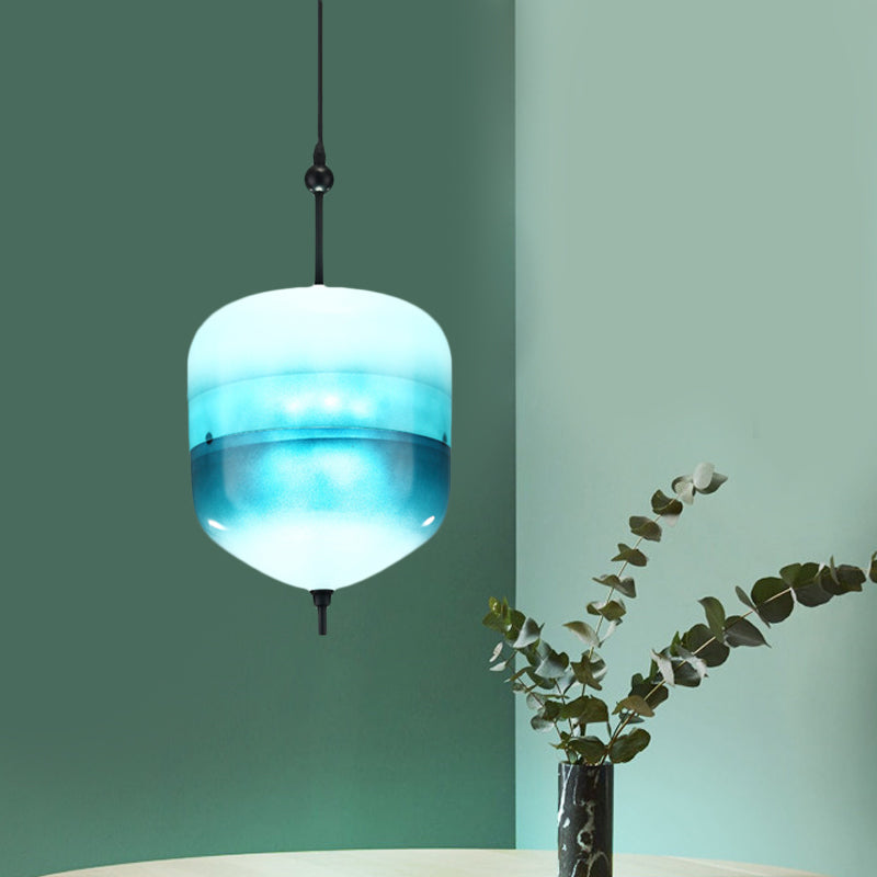 Modern Blue Teardrop Pendant Lamp With Glass Shade In White/Warm Light / White B