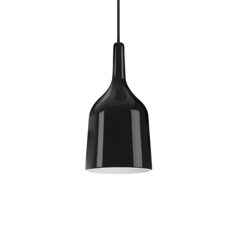 Bunda - Modern 6/8/10.5 Wide Bell Pendant Lighting Metal 1 Light Black/White/Chrome Hanging Ceiling