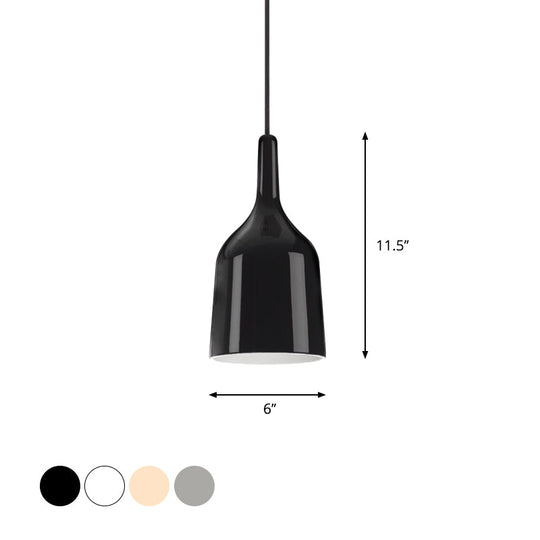 Modern Metal Bell Pendant Light - 6’/8’/10.5’ Wide 1 Black/White/Chrome Hanging Ceiling Lamp