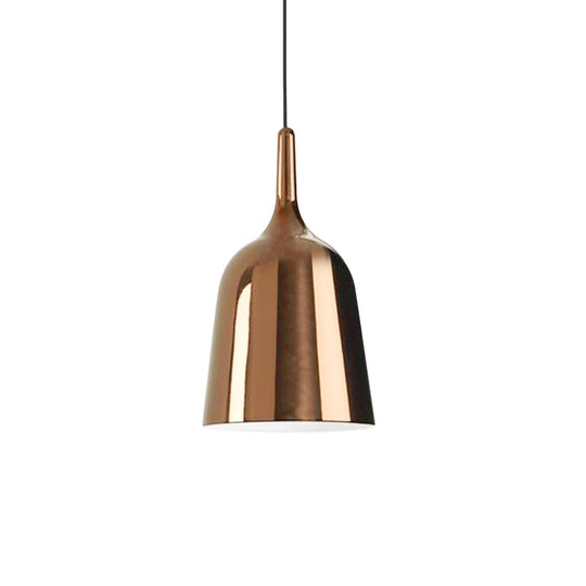Bunda - Modern 6/8/10.5 Wide Bell Pendant Lighting Metal 1 Light Black/White/Chrome Hanging Ceiling