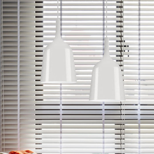 Bunda - Modern 6/8/10.5 Wide Bell Pendant Lighting Metal 1 Light Black/White/Chrome Hanging Ceiling