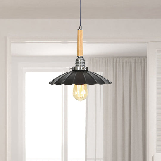 Adjustable Cord Scalloped Pendant Light - Indoor Lighting Fixture For Dining Table