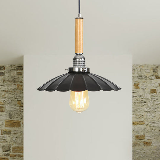 Adjustable Scalloped Pendant Light For Dining Table - 1-Light Indoor Fixture