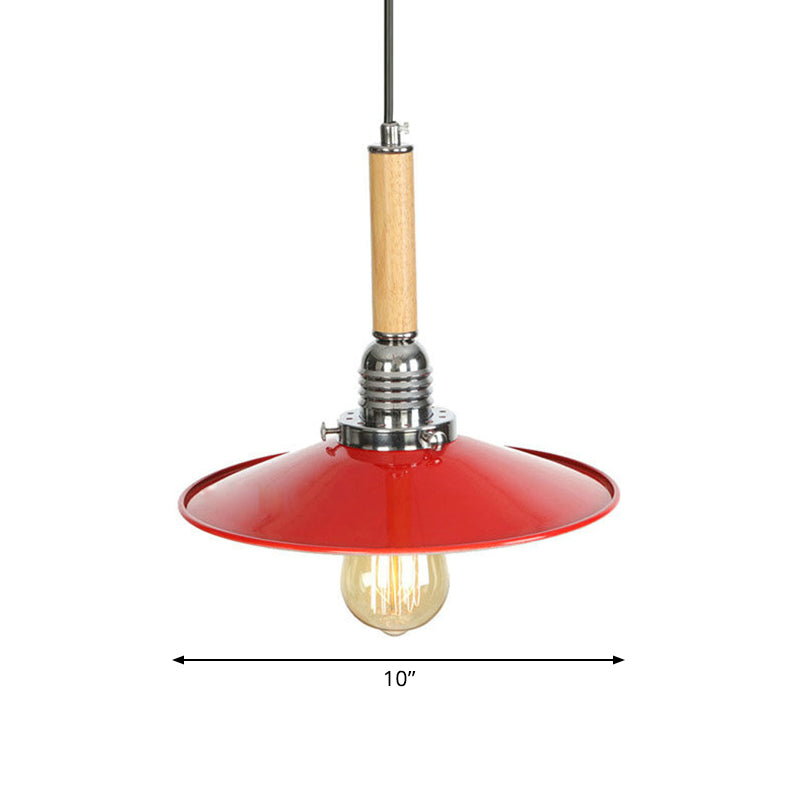 Vintage Red Metal Pendant Light - Stylish Saucer Suspension For Foyer