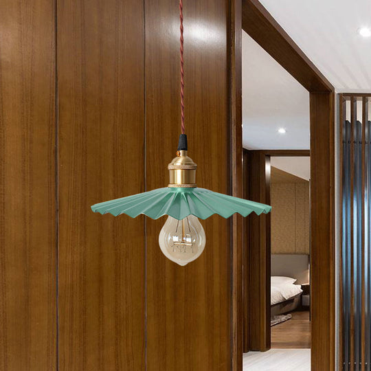 Modern Black/Red Metallic Scalloped Hanging Ceiling Light - Stylish Head Pendant For Bedside