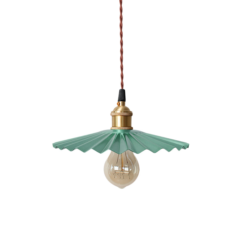 Modern Scalloped Hanging Ceiling Light | Stylish Black/Red Metallic Pendant For Bedside