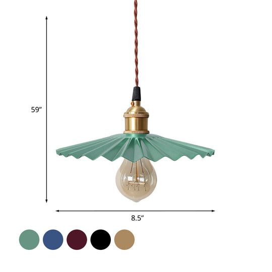 Modern Black/Red Metallic Scalloped Hanging Ceiling Light - Stylish Head Pendant For Bedside