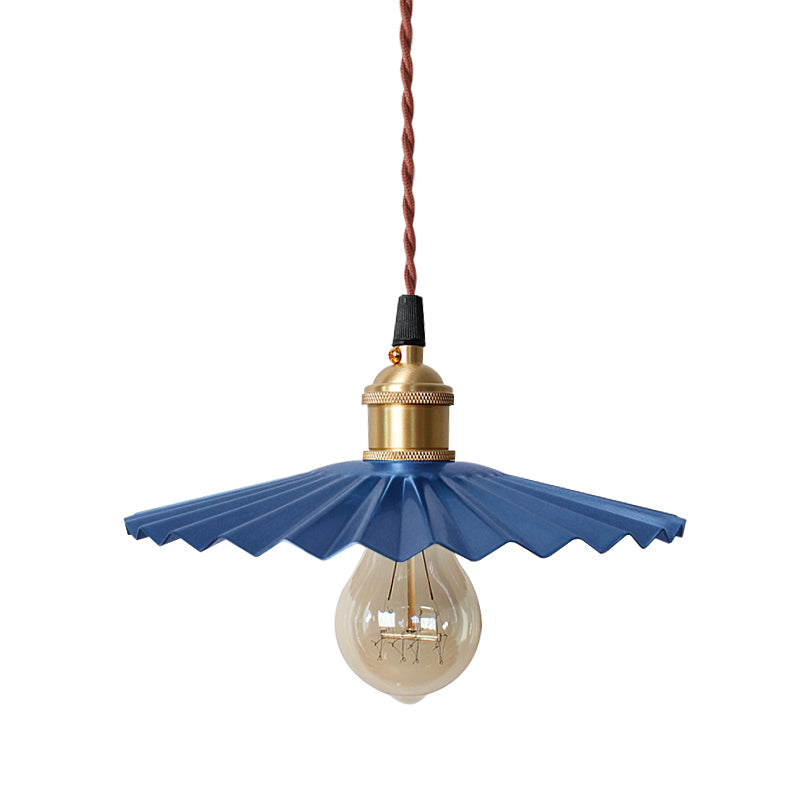 Modern Scalloped Hanging Ceiling Light | Stylish Black/Red Metallic Pendant For Bedside