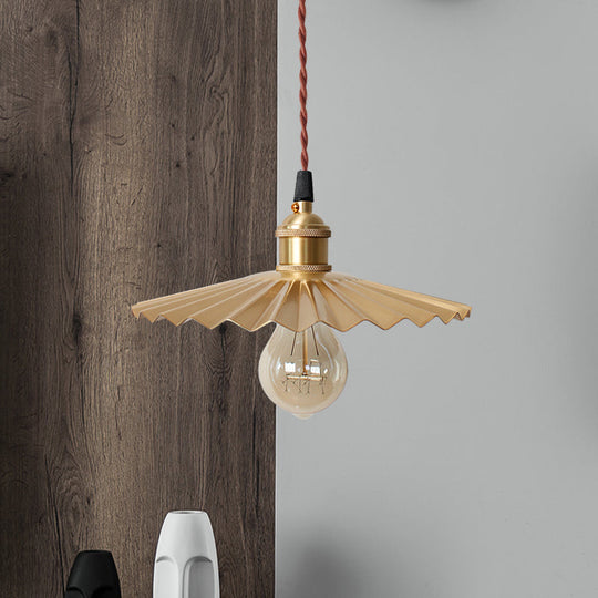 Modern Black/Red Metallic Scalloped Hanging Ceiling Light - Stylish Head Pendant For Bedside