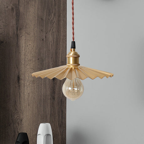 Modern Scalloped Hanging Ceiling Light | Stylish Black/Red Metallic Pendant For Bedside