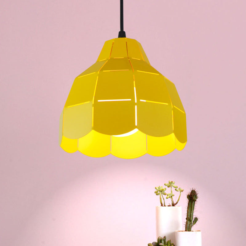 Modern Pink/White/Black Scallop Dome Ceiling Pendant Light - Metal Hanging Lamp Kit
