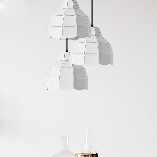 Modern Scalloped Dome Ceiling Pendant Light - Pink/White/Black Metal Hanging Lamp