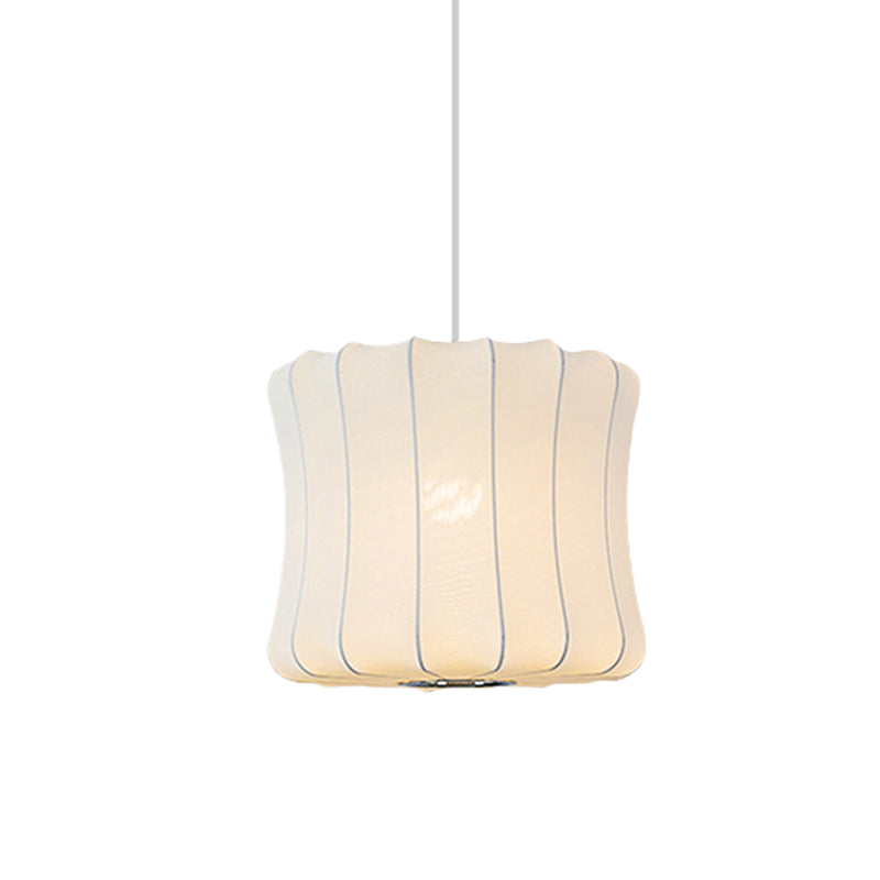 Contemporary Fabric Shade Pendant Light With White Lantern Design