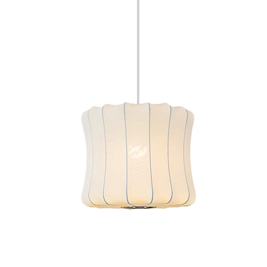 White Fabric Shade Pendant Light: Modern Hanging Ceiling Lantern With 1 Light Suspension