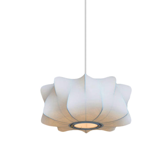 White Fabric Shade Pendant Light: Modern Hanging Ceiling Lantern With 1 Light Suspension