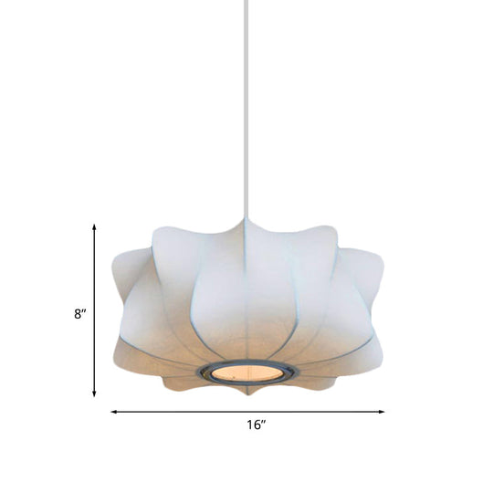 White Fabric Shade Pendant Light: Modern Hanging Ceiling Lantern With 1 Light Suspension