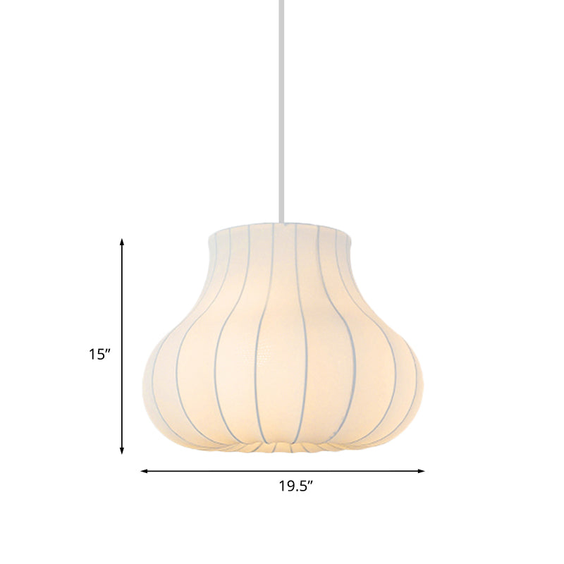 White Fabric Shade Pendant Light: Modern Hanging Ceiling Lantern With 1 Light Suspension