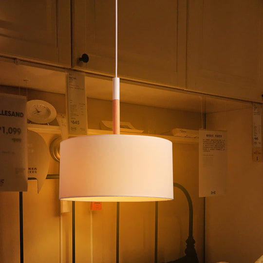 Simple Drum Pendant Light Kit - Fabric Shade 1 10’/16’ Dia In White/Black