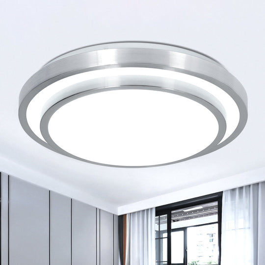 Modern Silver Flush Mount Lighting With Acrylic Shade Integrated Led Ceiling Light For Living Room
