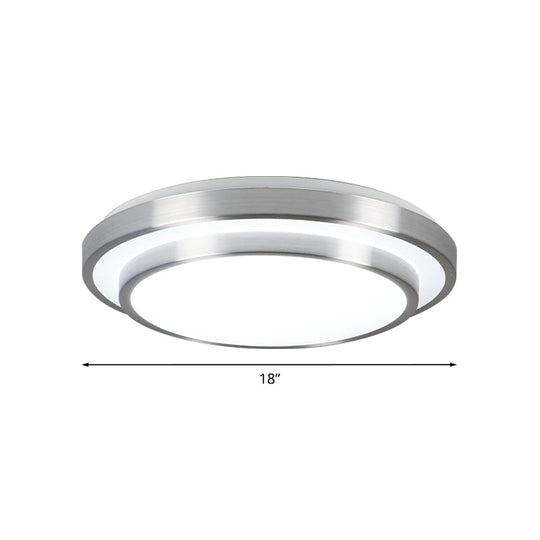 Modern Silver Flush Mount Lighting With Acrylic Shade Integrated Led Ceiling Light For Living Room