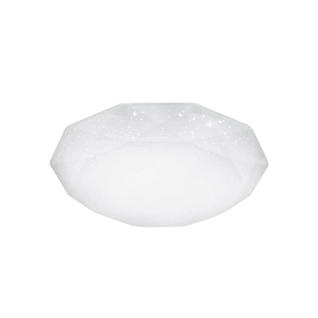 Sleek White Diamond Ceiling Fixture W/ Integrated Led Flush Mount For Living Room - Acrylic Shade
