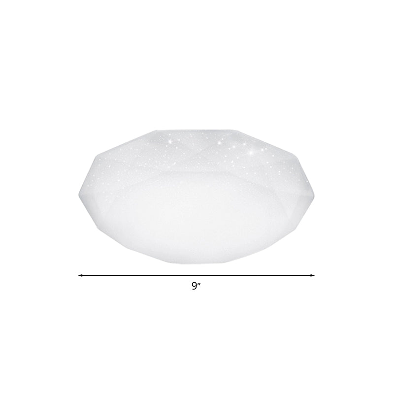 Sleek White Diamond Ceiling Fixture W/ Integrated Led Flush Mount For Living Room - Acrylic Shade In