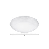Sleek White Diamond Ceiling Fixture W/ Integrated Led Flush Mount For Living Room - Acrylic Shade In