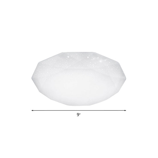 Sleek White Diamond Ceiling Fixture W/ Integrated Led Flush Mount For Living Room - Acrylic Shade In