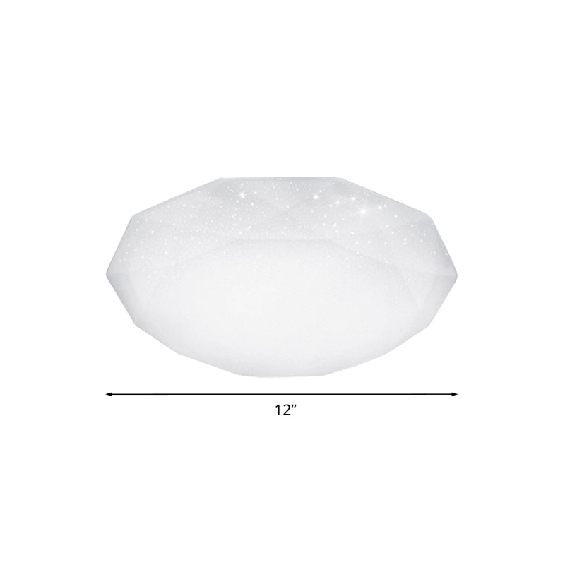 Sleek White Diamond Ceiling Fixture W/ Integrated Led Flush Mount For Living Room - Acrylic Shade