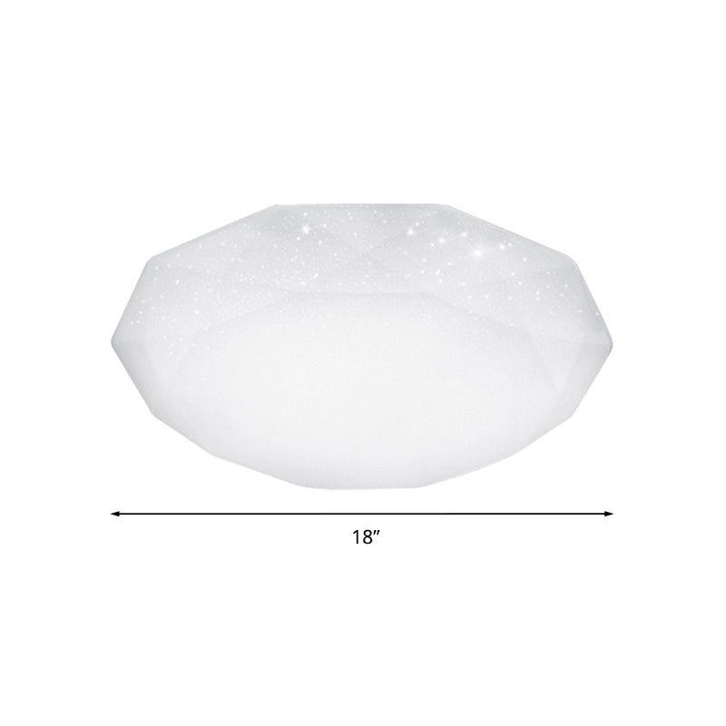 Sleek White Diamond Ceiling Fixture W/ Integrated Led Flush Mount For Living Room - Acrylic Shade