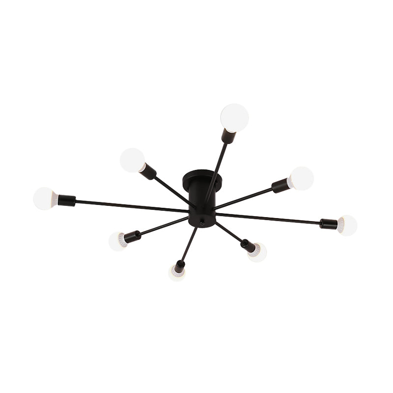 Sputnik Style Ceiling Light In Black/White/Gold With 6/8/10 Heads - Contemporary Semi - Mount