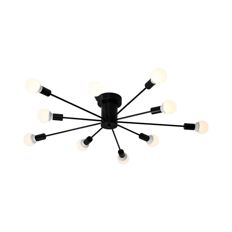 Sputnik Style Ceiling Light In Black/White/Gold With 6/8/10 Heads - Contemporary Semi - Mount