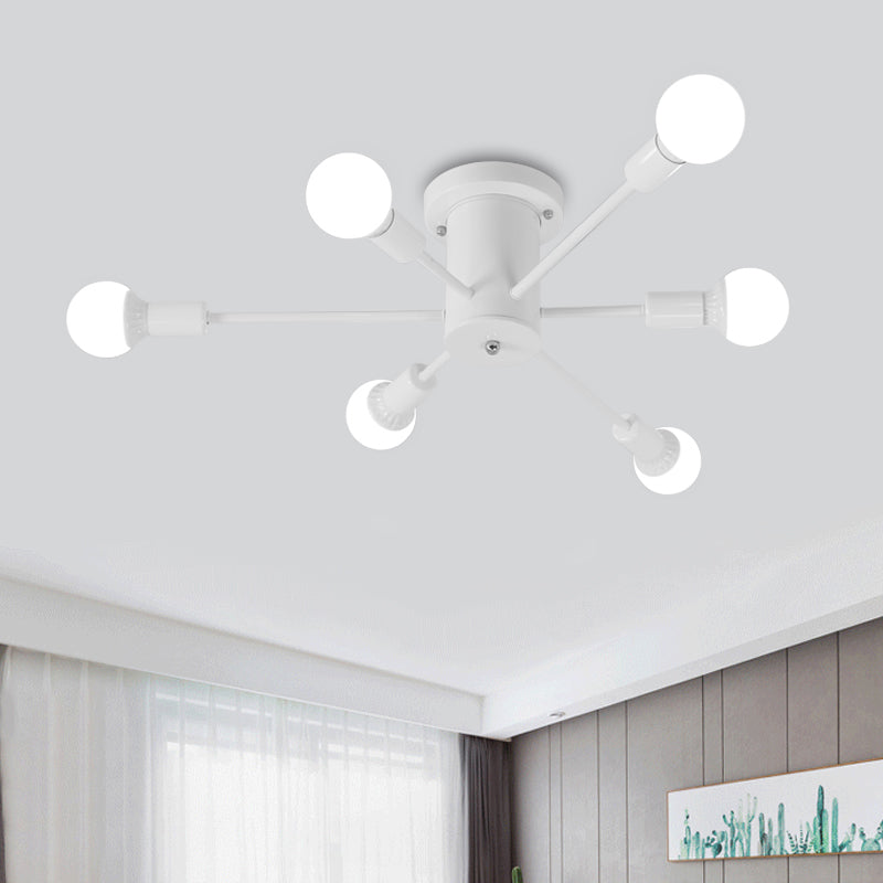 Sputnik Style Ceiling Light In Black/White/Gold With 6/8/10 Heads - Contemporary Semi - Mount