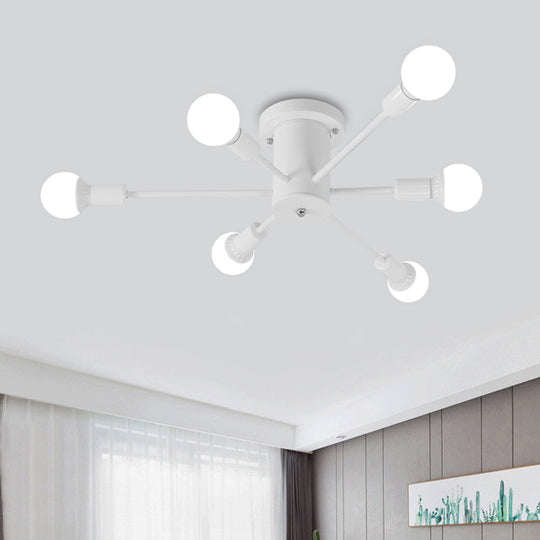 Sputnik Style Ceiling Light In Black/White/Gold With 6/8/10 Heads - Contemporary Semi - Mount