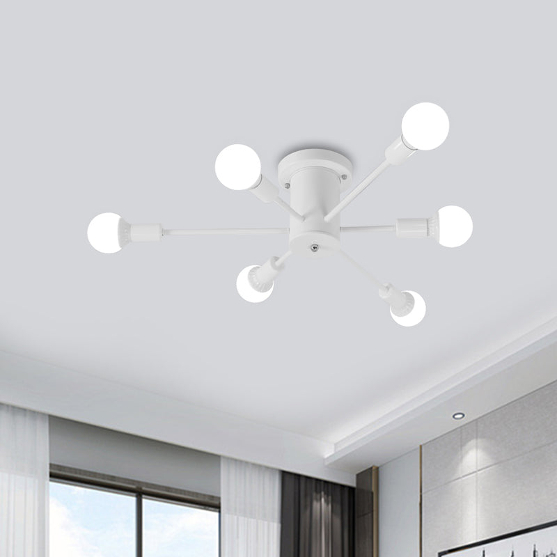 Sputnik Style Ceiling Light In Black/White/Gold With 6/8/10 Heads - Contemporary Semi - Mount