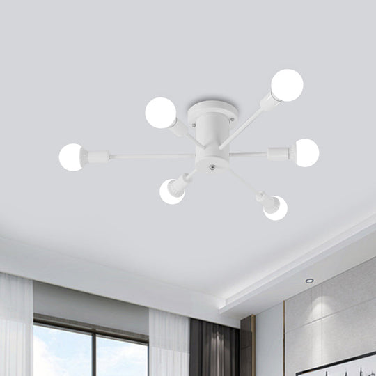 Sputnik Style Ceiling Light In Black/White/Gold With 6/8/10 Heads - Contemporary Semi - Mount