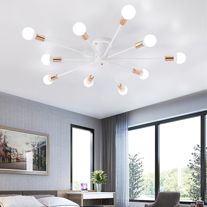 Sputnik Style Ceiling Light In Black/White/Gold With 6/8/10 Heads - Contemporary Semi - Mount