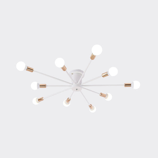 Sputnik Style Ceiling Light In Black/White/Gold With 6/8/10 Heads - Contemporary Semi - Mount