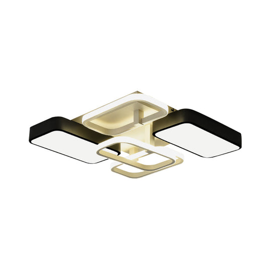 Contemporary Black Rectangular Flush Ceiling Light Led Acrylic Lighting For Living Room -