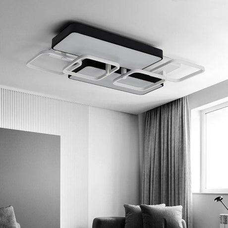 Contemporary Black Rectangular Flush Ceiling Light Led Acrylic Lighting For Living Room - 23/25.5