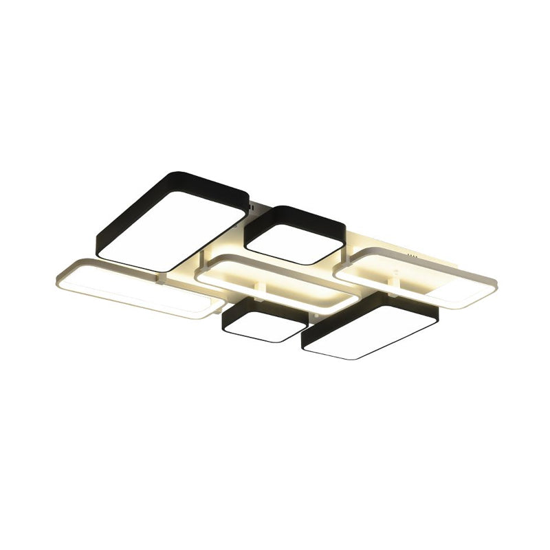 Contemporary Black Rectangular Flush Ceiling Light Led Acrylic Lighting For Living Room - 23/25.5