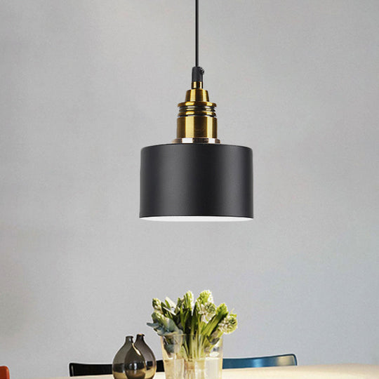 Modern Monochrome Hanging Pendant Light For Study Room - Aluminum Shade Black / 5