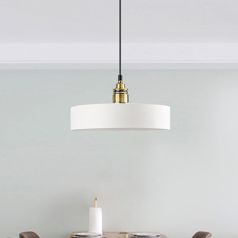 Modern Monochrome Round Shade Hanging Light - Stylish Aluminum Pendant For Study Room White / 12’