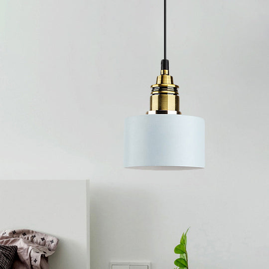 5’/12’ Wide Round Pendant Lamp Macaron Loft Metal Lighting With Brass Socket For Corridor