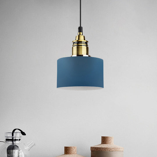 5’/12’ Wide Round Pendant Lamp Macaron Loft Metal Lighting With Brass Socket For Corridor